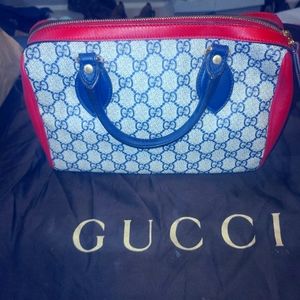 GUCCIGucci GG Supreme Coated Canvas Monogram Top Handle Medium Boston Bag